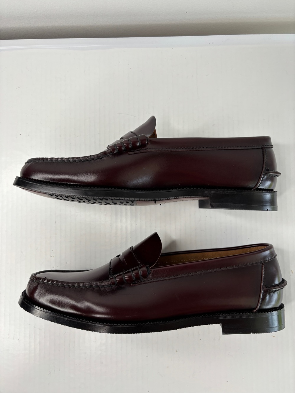 Florsheim Penny Loafers Mens Sz 9 Burgundy Leather Pinch Round Toe Slip On Shoes - Picture 11 of 13